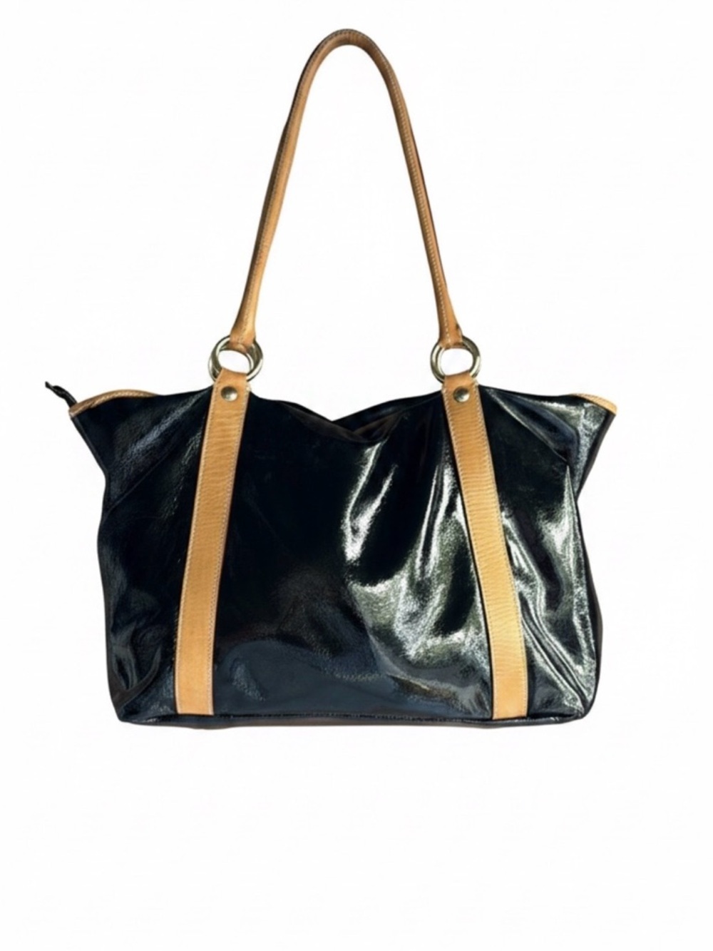 Italian made Black Patent Leather large Tote
